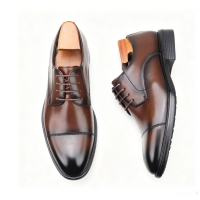 Giày Da Nam Captoe Derby Da bò – Sohada Store, LML0180 nâu
