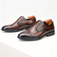 Giày Da Nam Captoe Derby Da bò – Sohada Store, LML0180 nâu