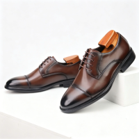 Giày Da Nam Captoe Derby Da bò – Sohada Store, LML0180 nâu