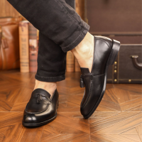 Giày lười da Tassel Loafer Sohada Store, da bò thật LML0152