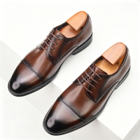 Giày Da Nam Captoe Derby Da bò – Sohada Store, LML0180 nâu