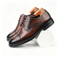 Giày Da Nam Captoe Derby Da bò – Sohada Store, LML0180 nâu