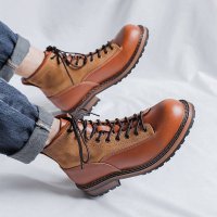 Giày Combat Boot da nam Sohada Store, da bò thật LMH0104