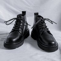 Giày Chunky Boot cổ cao nam Sohada Store, Da Thật LMH0092