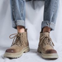 Giày Boots Da Cổ lửng Nam Sohada Store, Da Thật LMH0103