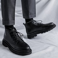 Giày Chunky Boot cổ cao nam Sohada Store, Da Thật LMH0092