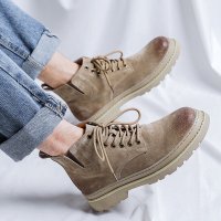 Giày Boots Da Cổ lửng Nam Sohada Store, Da Thật LMH0103