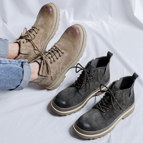 Giày Boots Da Cổ lửng Nam Sohada Store, Da Thật LMH0103