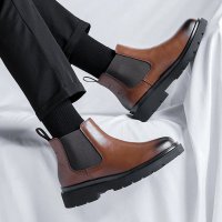 Giày Chunky Chelsea Boot Da Nam Sohada Store, Da Bò Thật LMH0087