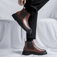 Giày Chunky Chelsea Boot Da Nam Sohada Store, Da Bò Thật LMH0087